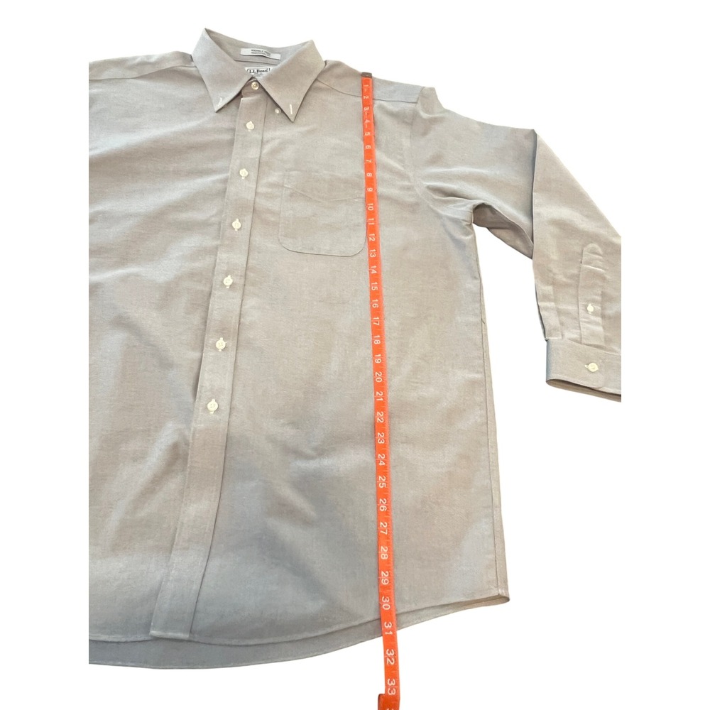 LL Bean Mens Gray Wrinkle Free Traditional Fit Oxford Shirt 17.5-34 209410 - Picture 5 of 8